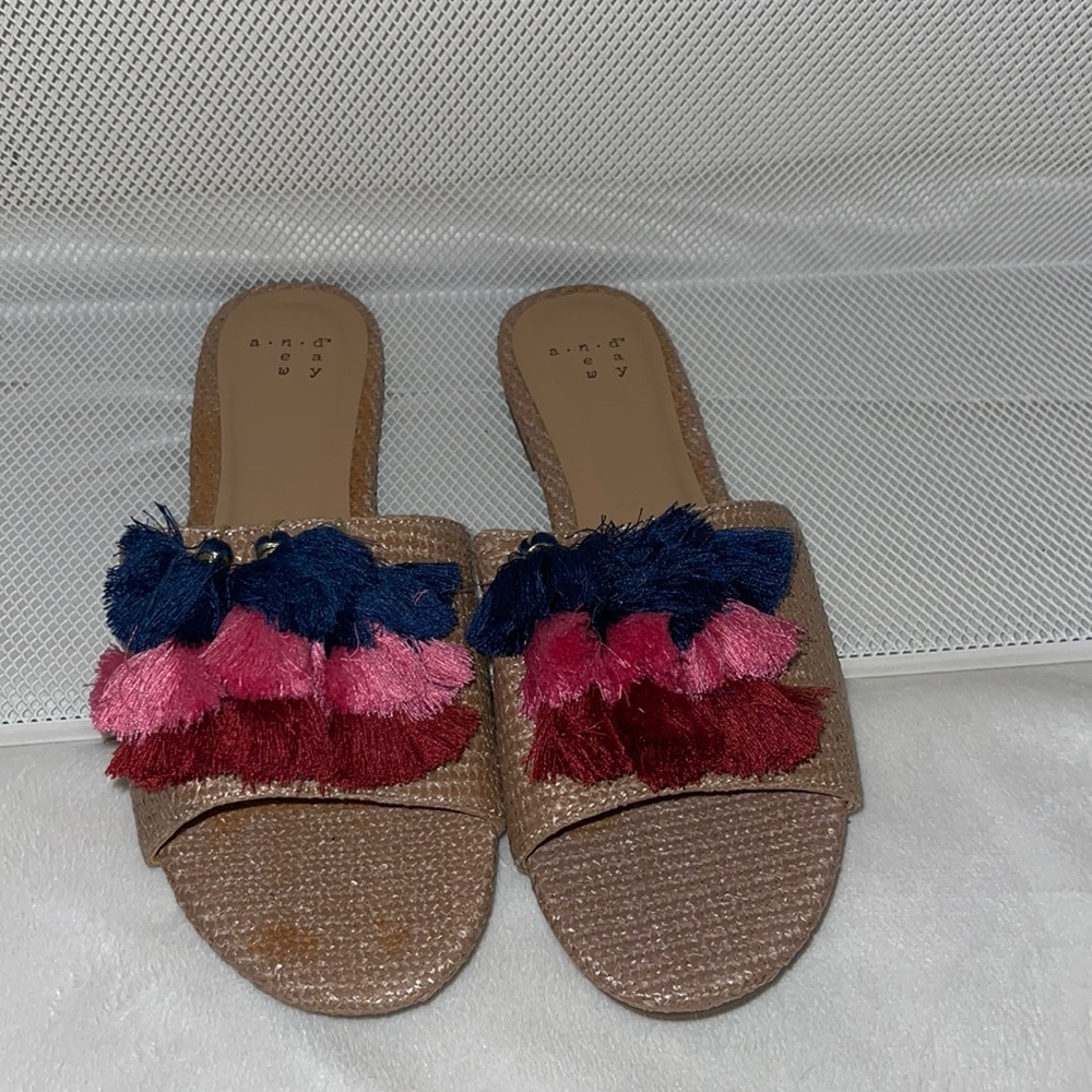 A New Day woven multi color tassel Sandel